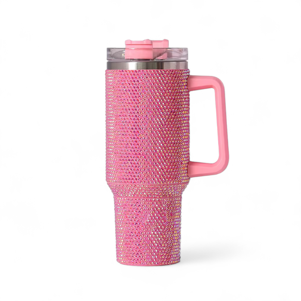 40oz Rhinestone Stainless Steel Insulated Travel Tumbler with Handle