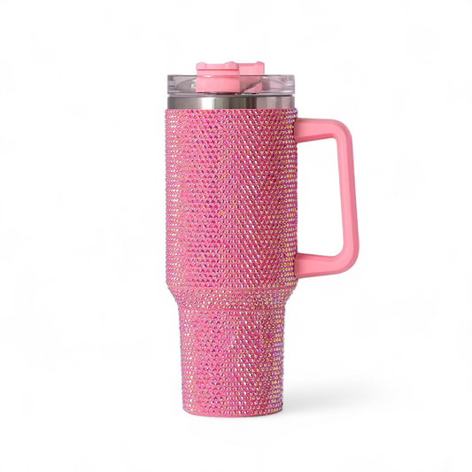 40oz Rhinestone Stainless Steel Insulated Travel Tumbler with Handle