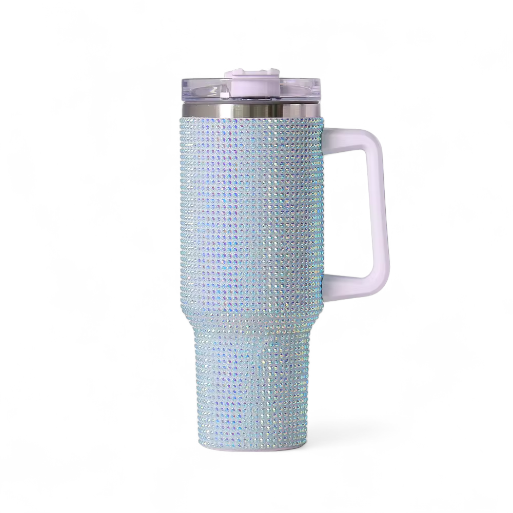 40oz Rhinestone Stainless Steel Insulated Travel Tumbler with Handle