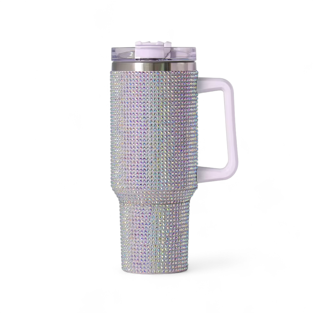 40oz Rhinestone Stainless Steel Insulated Travel Tumbler with Handle