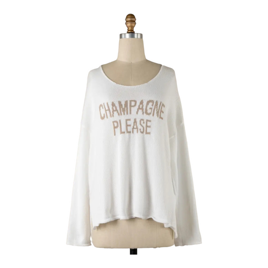 Champagne Please Crew Lightweight Sweater