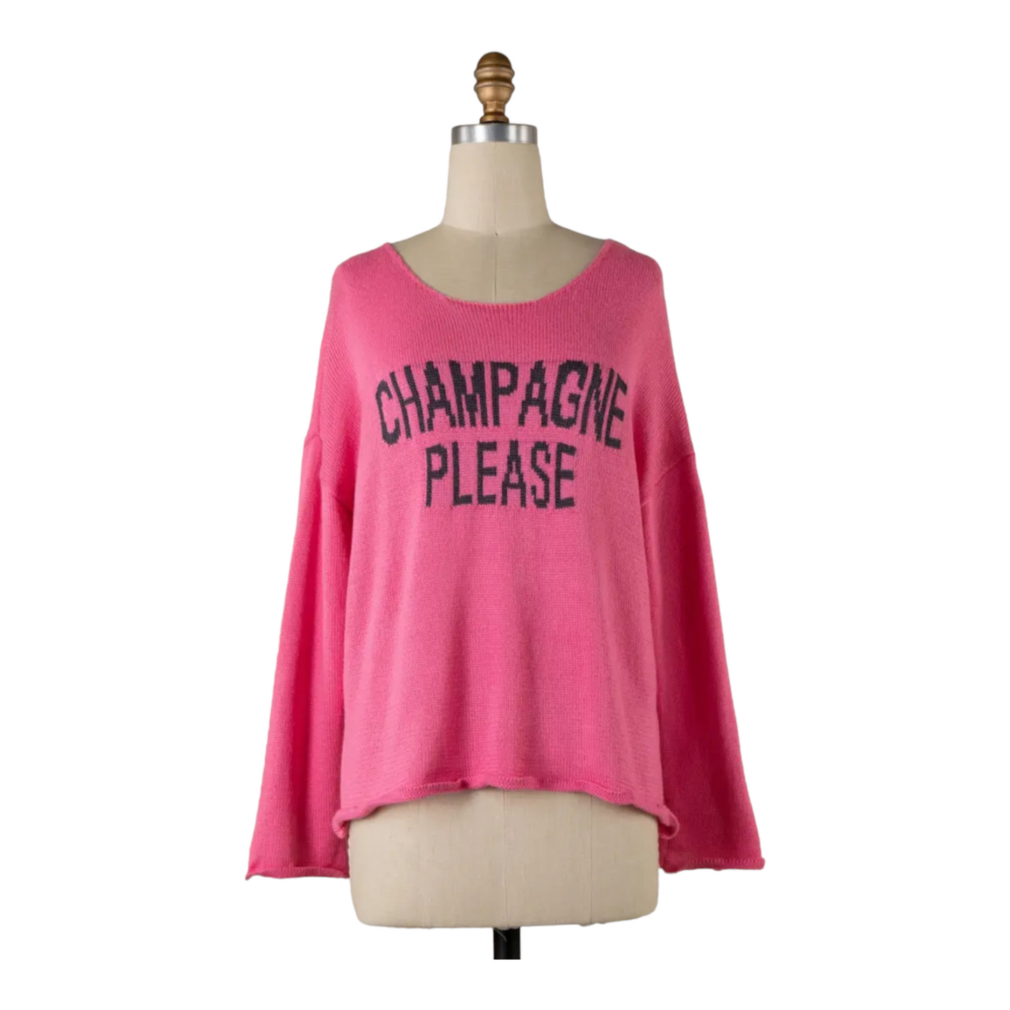 Champagne Please Crew Lightweight Sweater