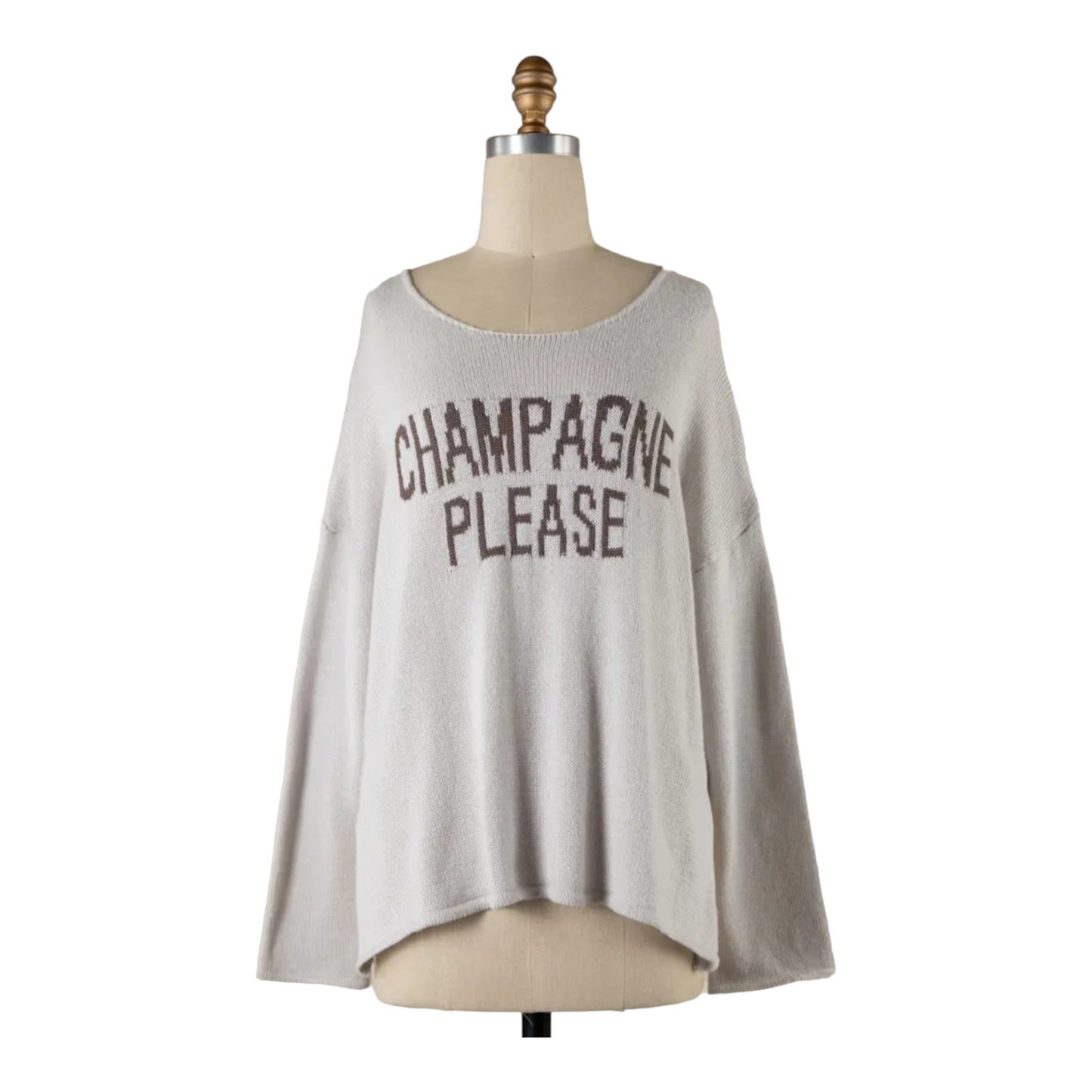 Champagne Please Crew Lightweight Sweater