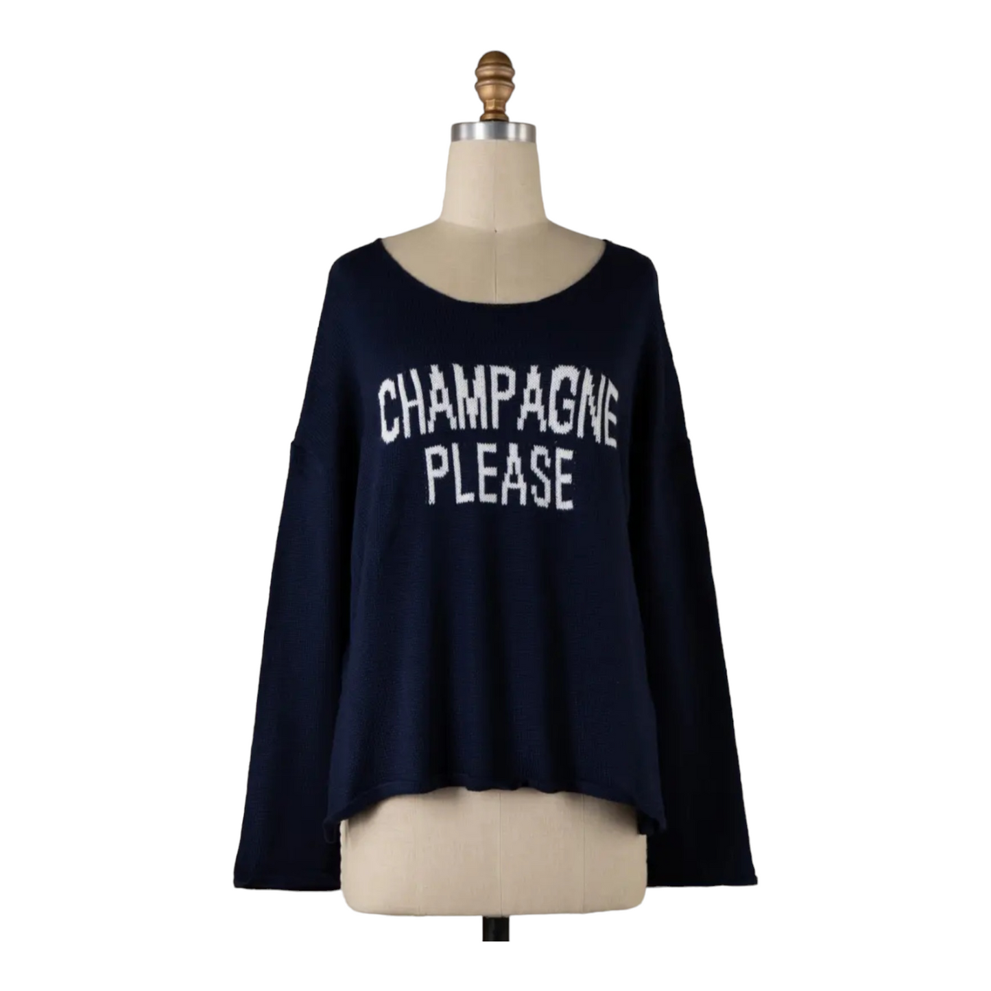 Champagne Please Crew Lightweight Sweater