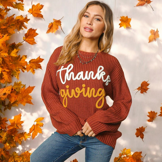 Thanks Giving Pop Up Letter Crew Neck Sweater Pre-Order Ship Sept 1st