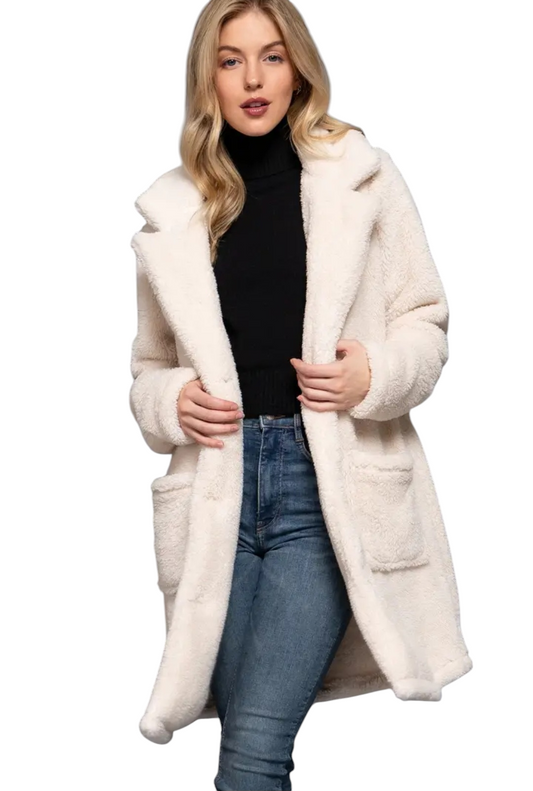 Teddy Patch Pocket Sherpa Coat - Multiple Colors Available