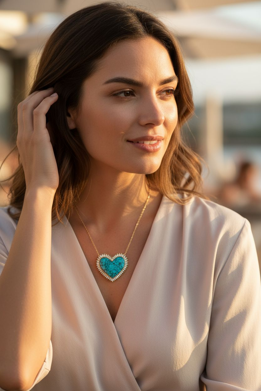 Turquoise Heart Gemstone Necklace
