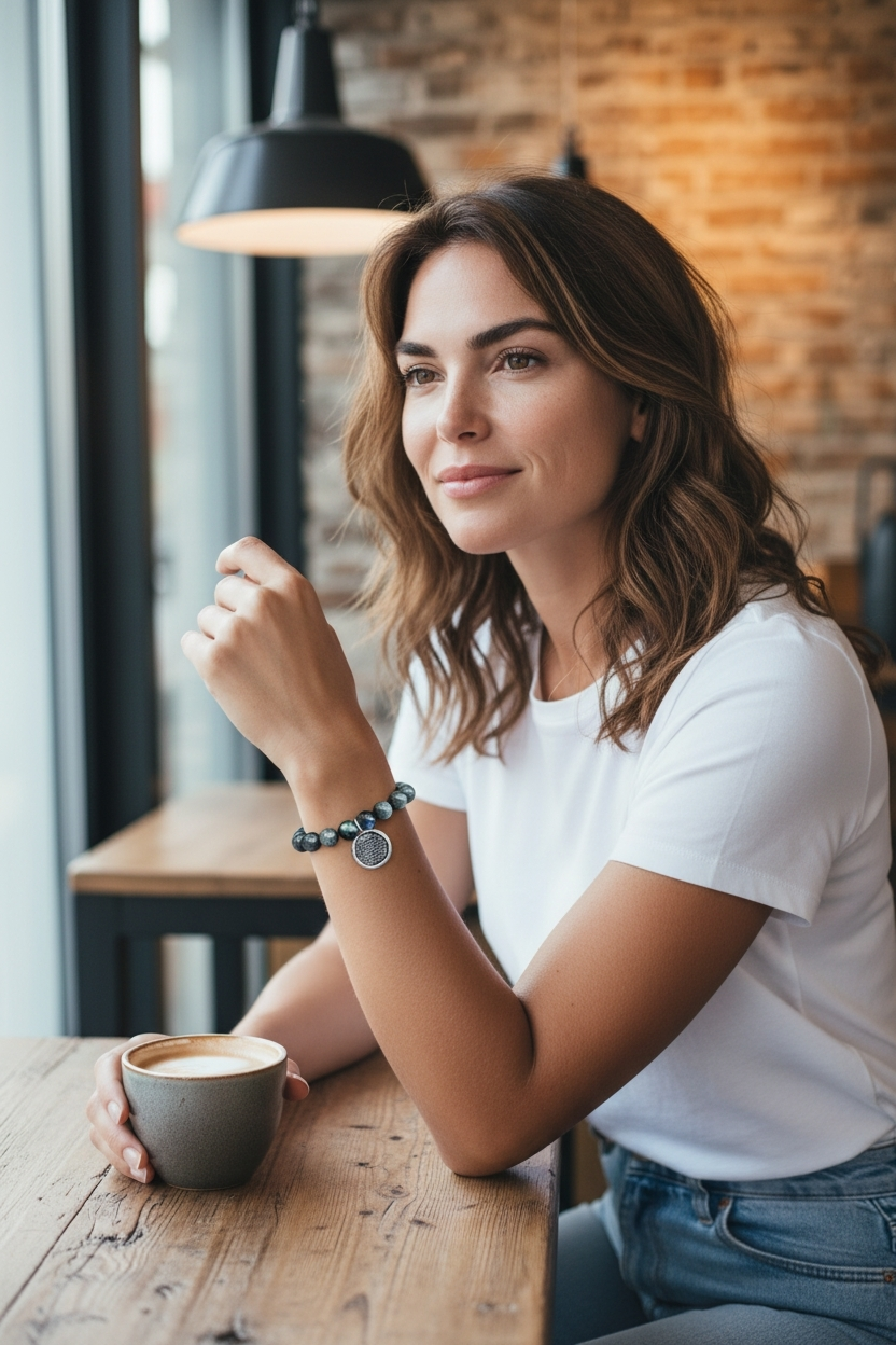 Labradorite Sobriety/Recovery/Serenity Prayer Beaded Gemstone Bracelet