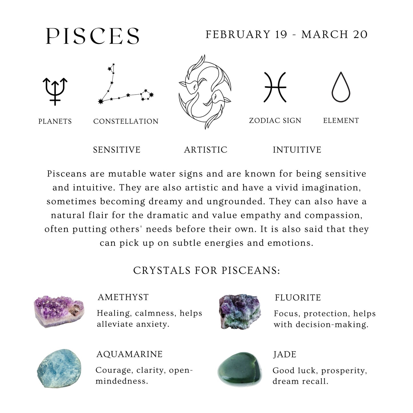 Pisces Reiki Healing Gemstone Zodiac Bracelet - February 19th - March 20th