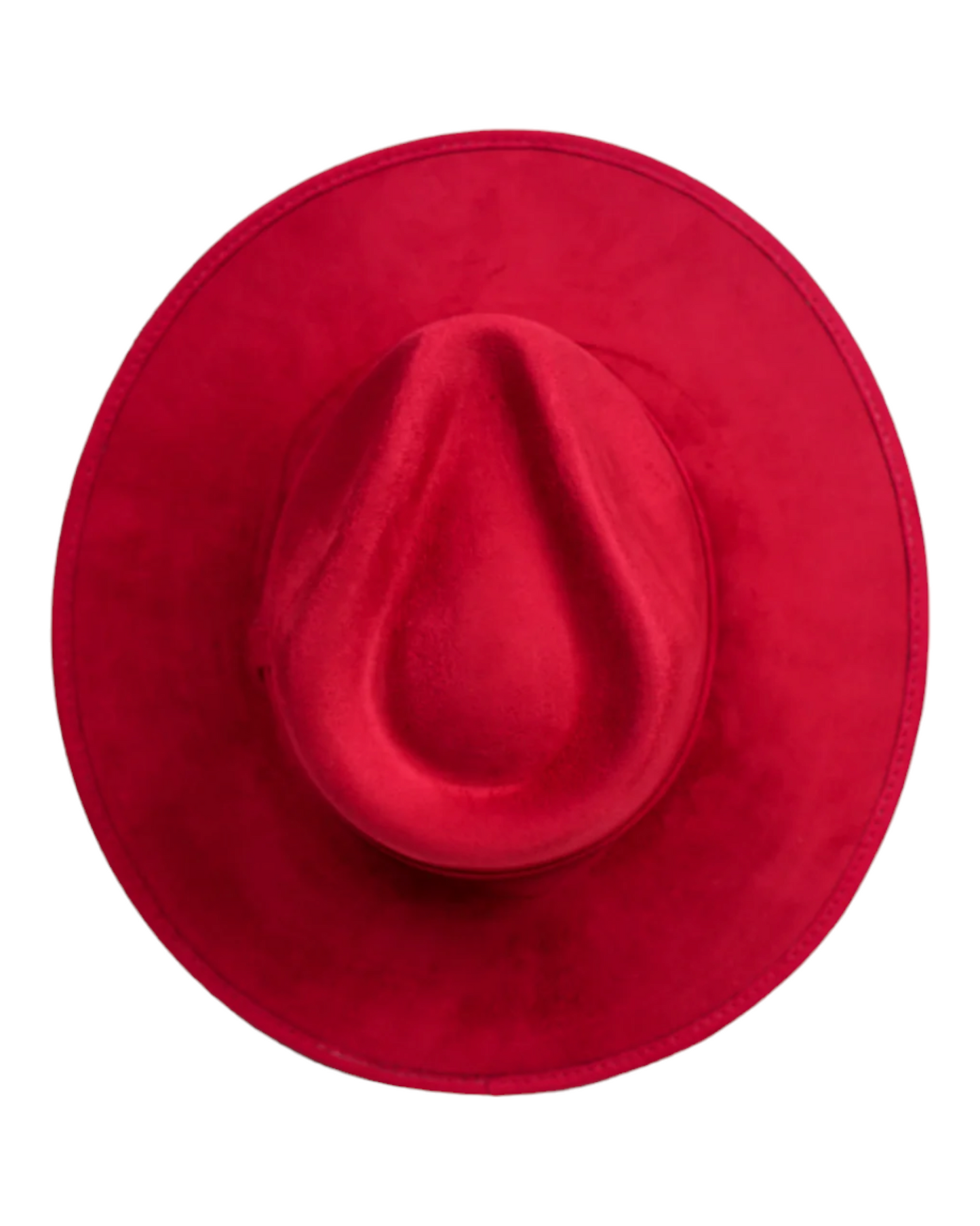 Top Quality Vegan Suede Fedora Hat - Lipstick Red