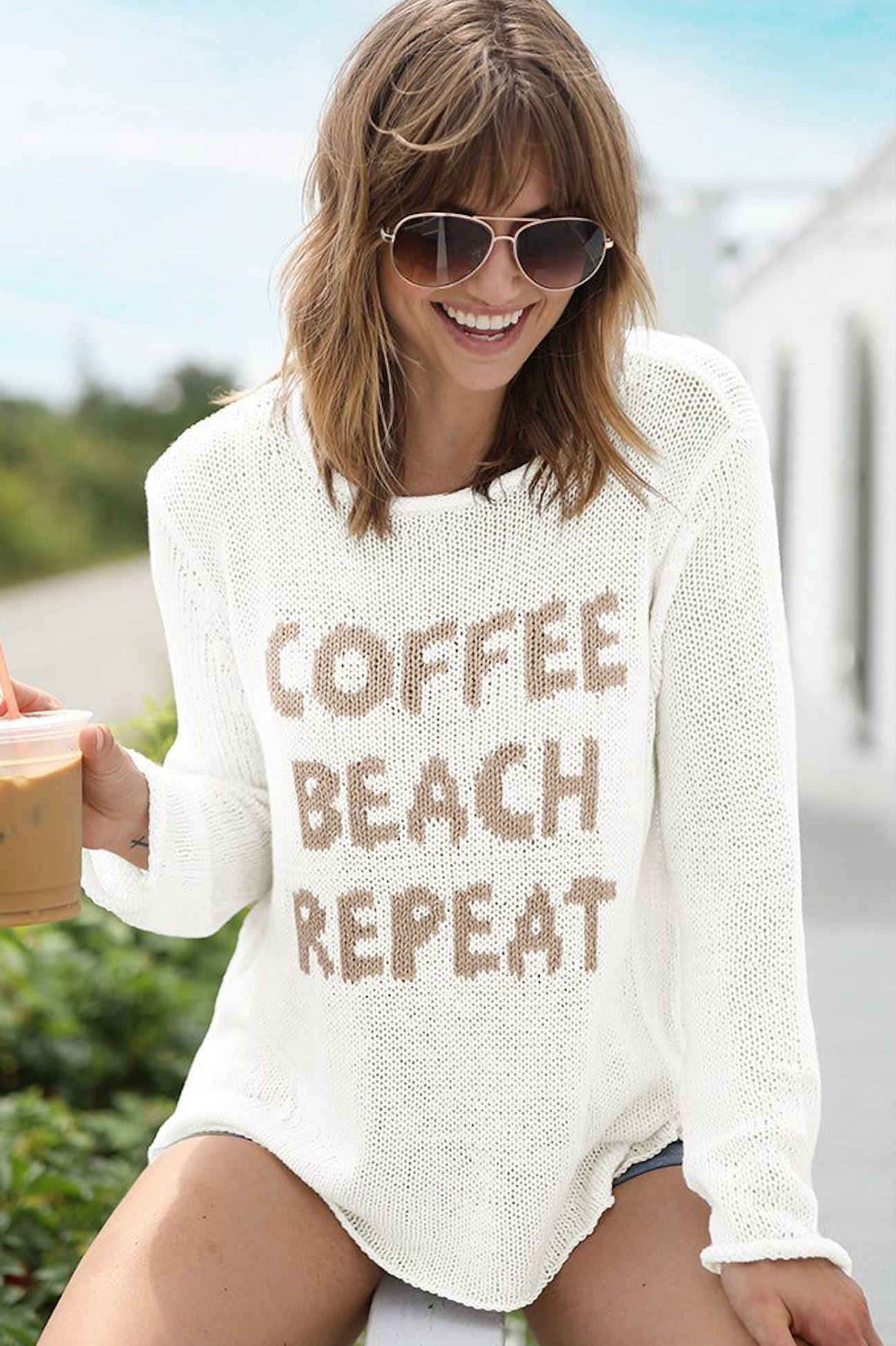 Coffee Beach Repeat Rollneck Cotton Sweater