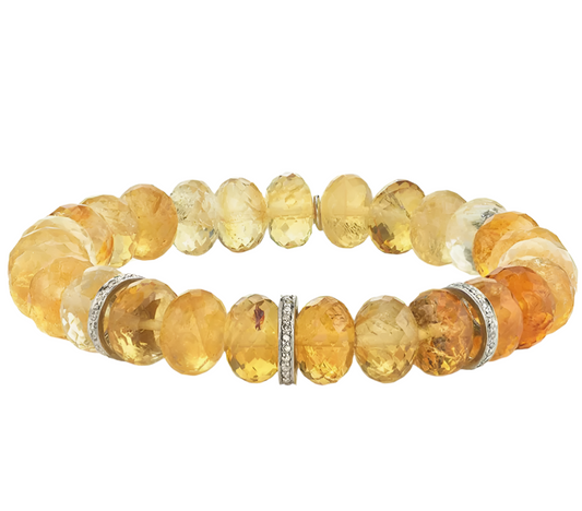 Shaded Citrine & Diamond Rondell Gemstone Bracelet