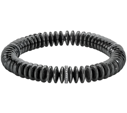 Hematite & Diamond Rondelle Gemstone Bracelet