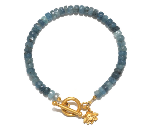 Commence with Courage Lotus Aquamarine Bracelet