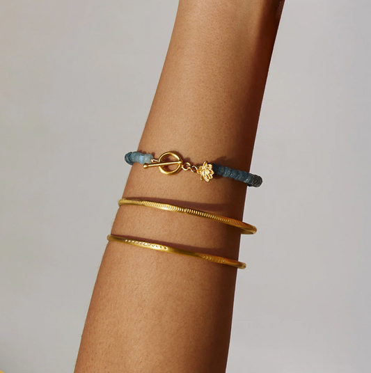 Commence with Courage Lotus Aquamarine Bracelet