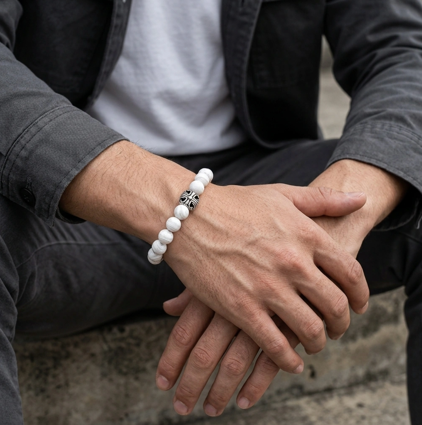 White Crazy Lace Agate Bracelet