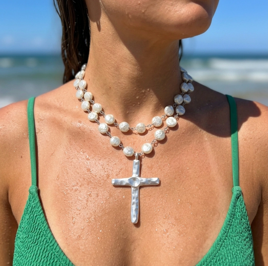 Pearl Cross Necklace