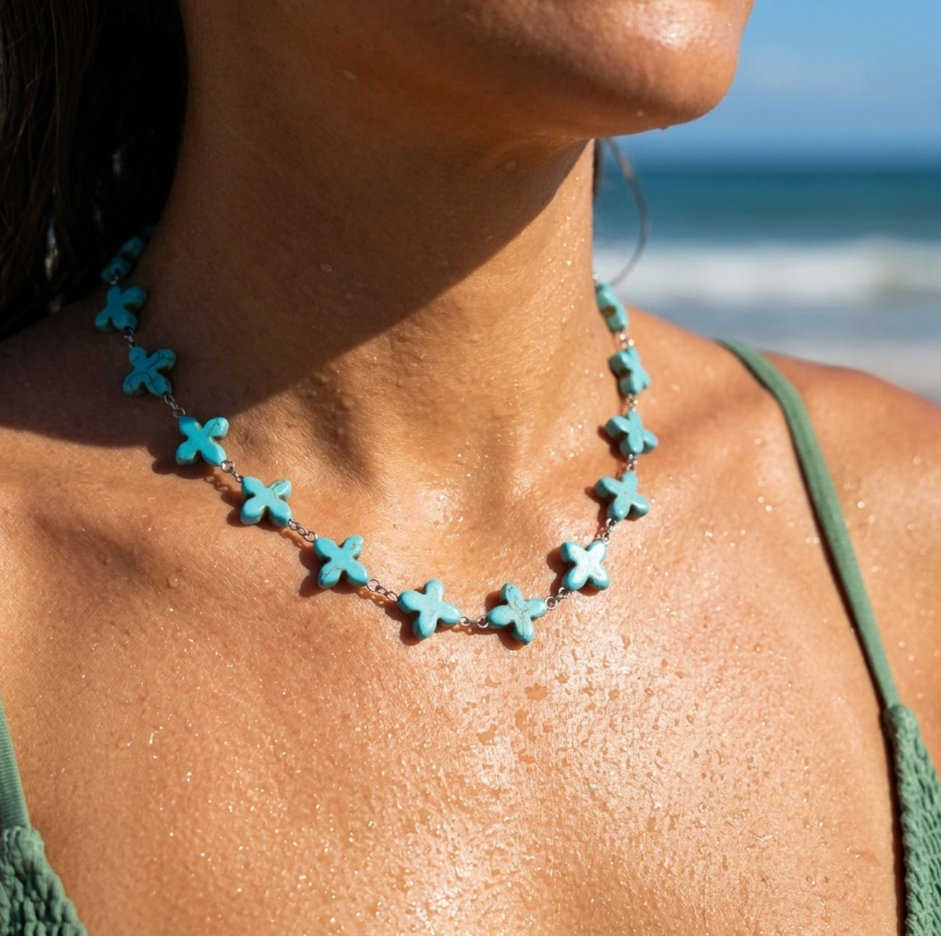 Vintage Style Howlite Cross Necklace