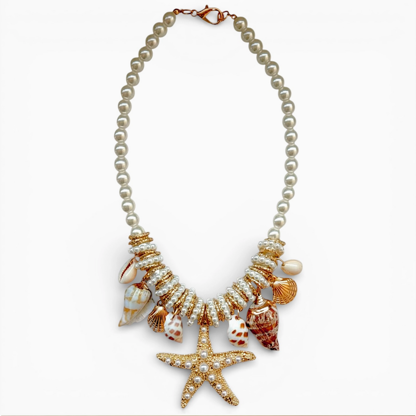 Starfish & Shell Pearl Necklace | Summer Statement Jewelry