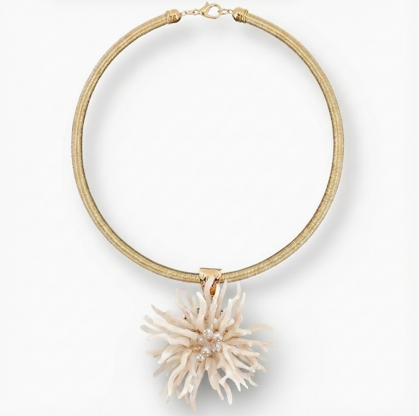 Coral Flower Collar Necklace & Earring Set  | Handmade Statement Jewelry