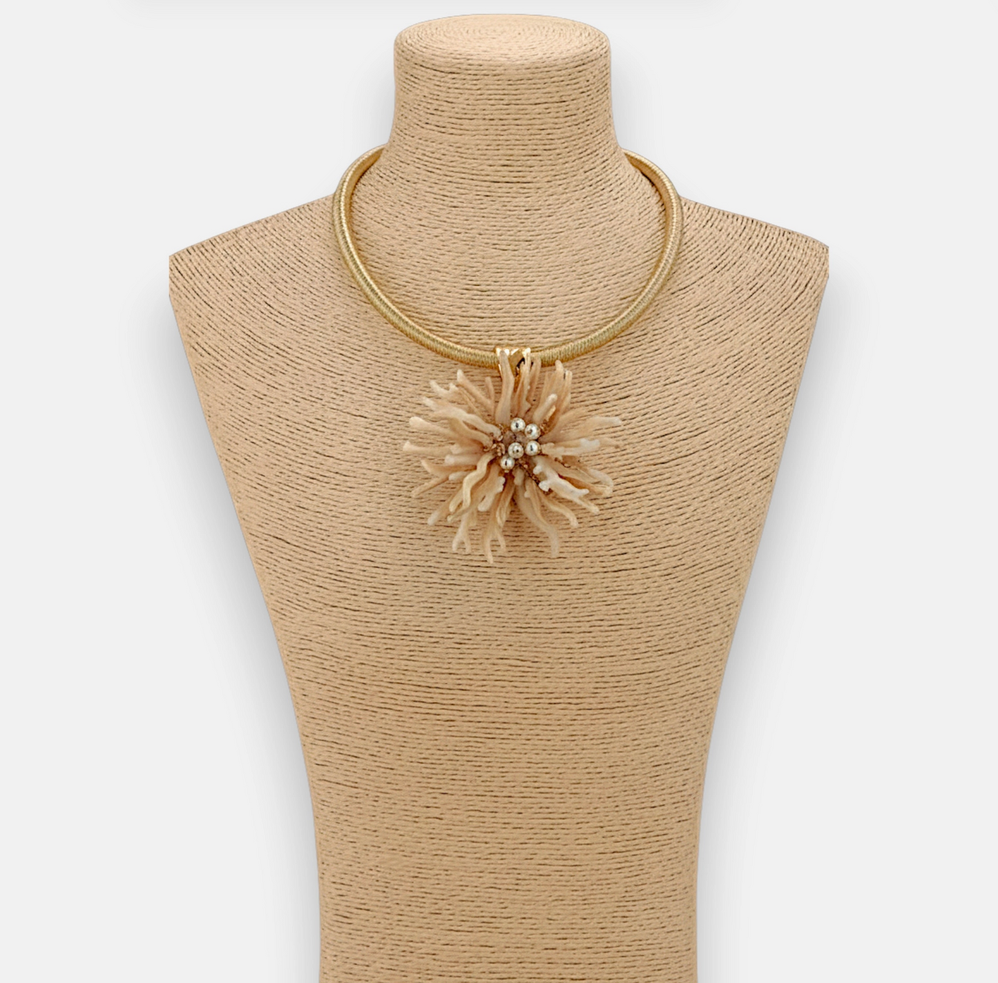 Coral Flower Collar Necklace & Earring Set  | Handmade Statement Jewelry