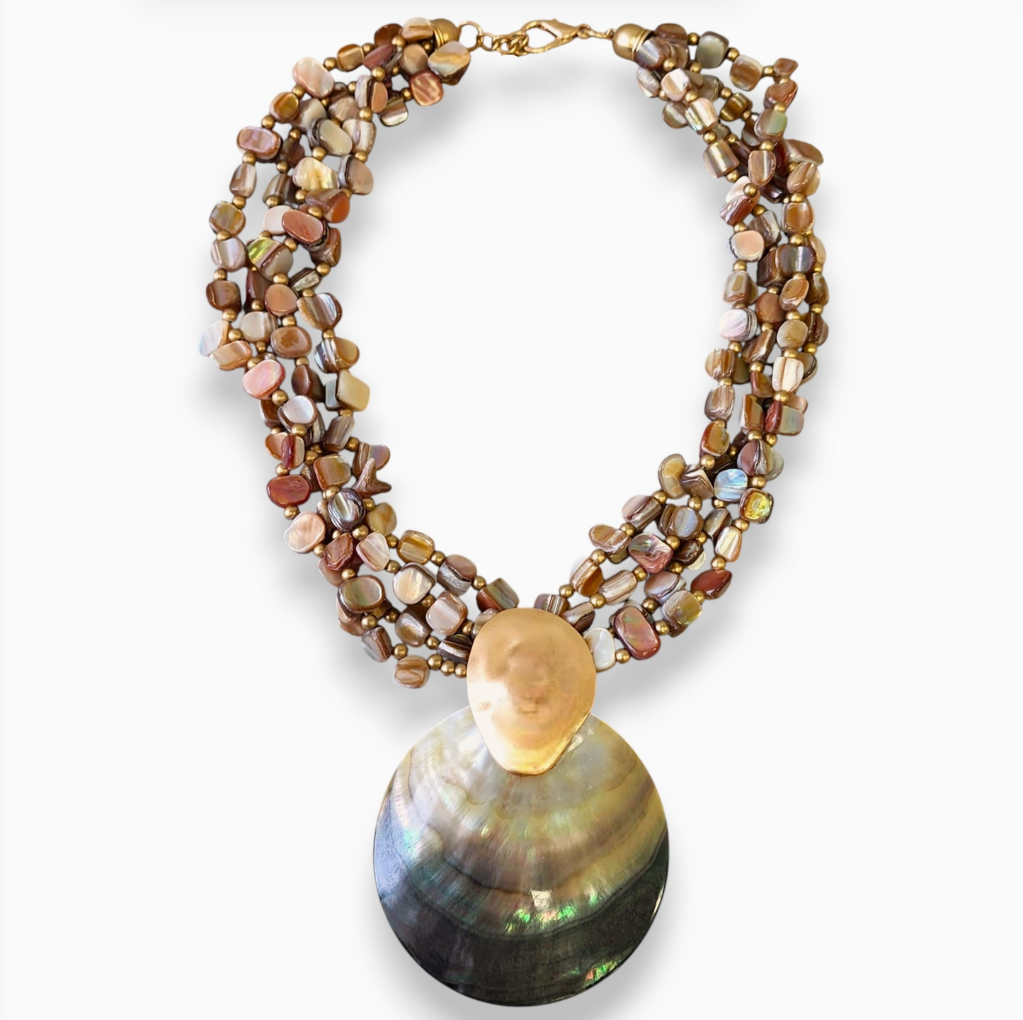 Mother of Pearl Shell Necklace | Handmade Statement Jewelry