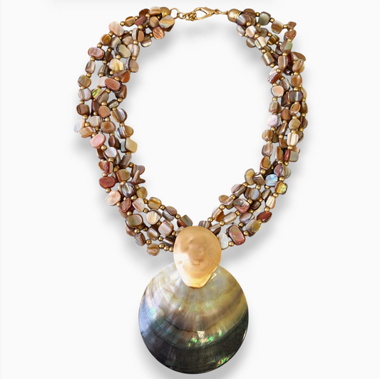 Mother of Pearl Shell Necklace | Handmade Statement Jewelry