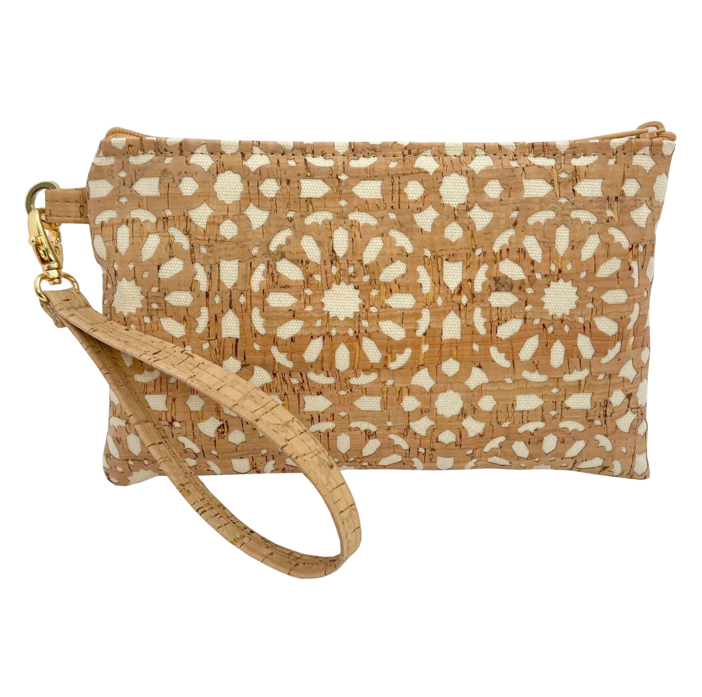 Simple Wristlet | Medium | Cream Mandala Die Cut Cork