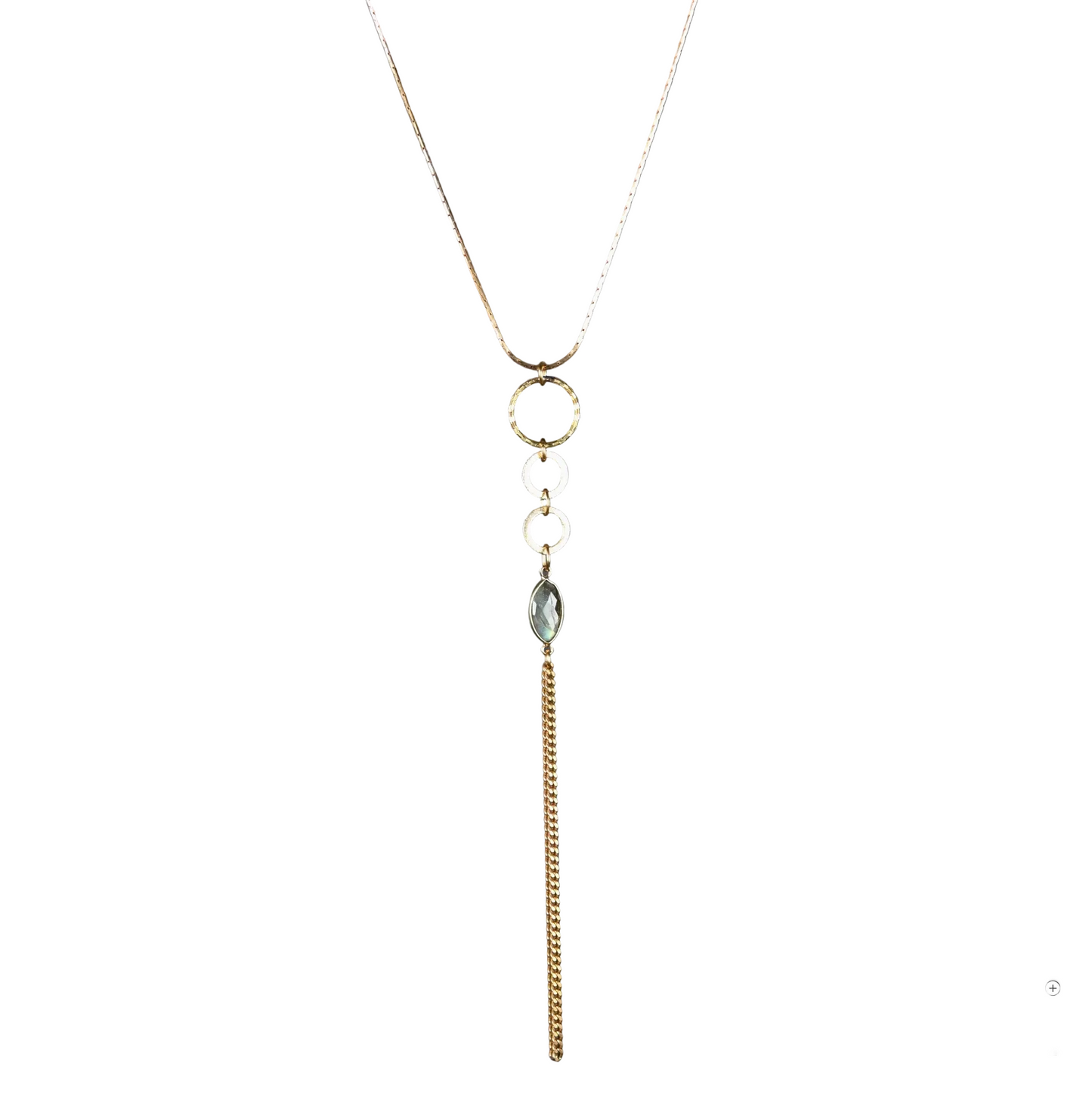 Labradorite Triple Circle Drop Adjustable Necklace