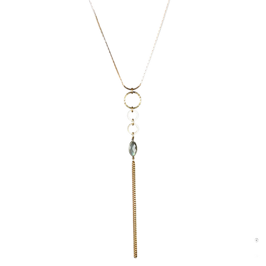 Labradorite Triple Circle Drop Adjustable Necklace — Bliss by Cori Boutique