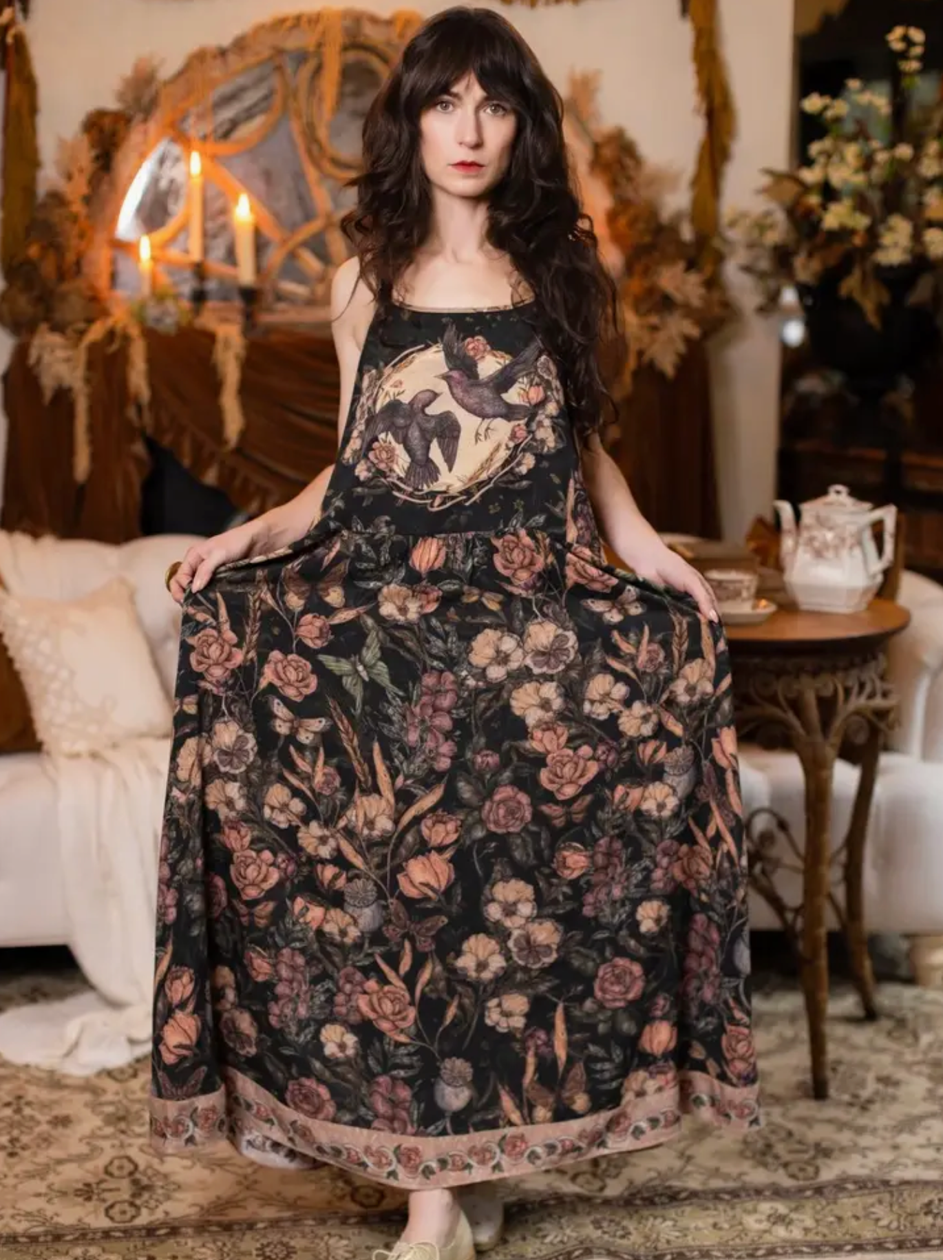 Momento Bohéme Long Maxi Slip Dress w/ Starling & Skull