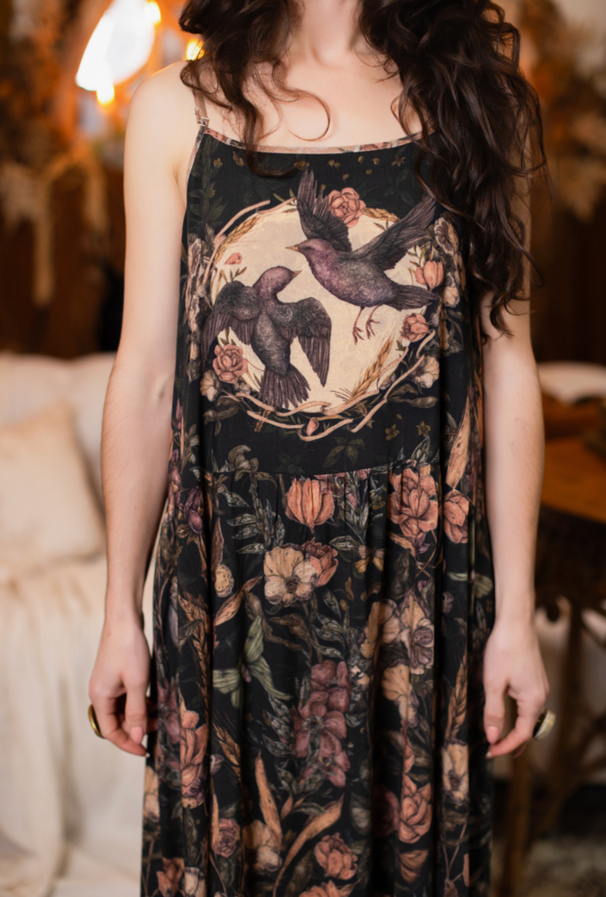 Momento Bohéme Long Maxi Slip Dress w/ Starling & Skull