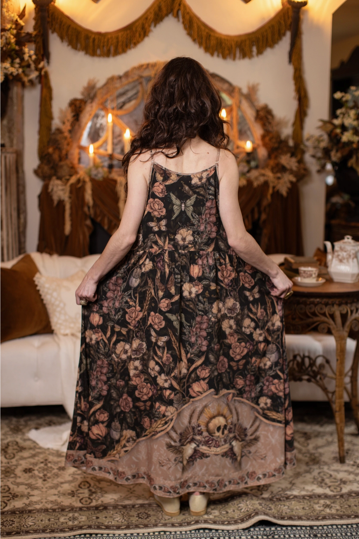 Momento Bohéme Long Maxi Slip Dress w/ Starling & Skull