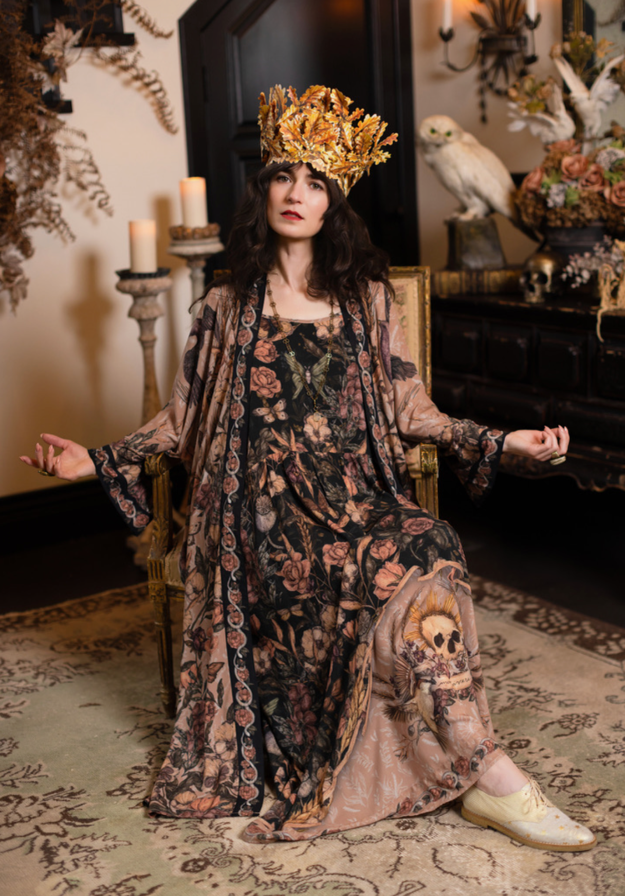 Momento Bohéme Long Maxi Slip Dress w/ Starling & Skull