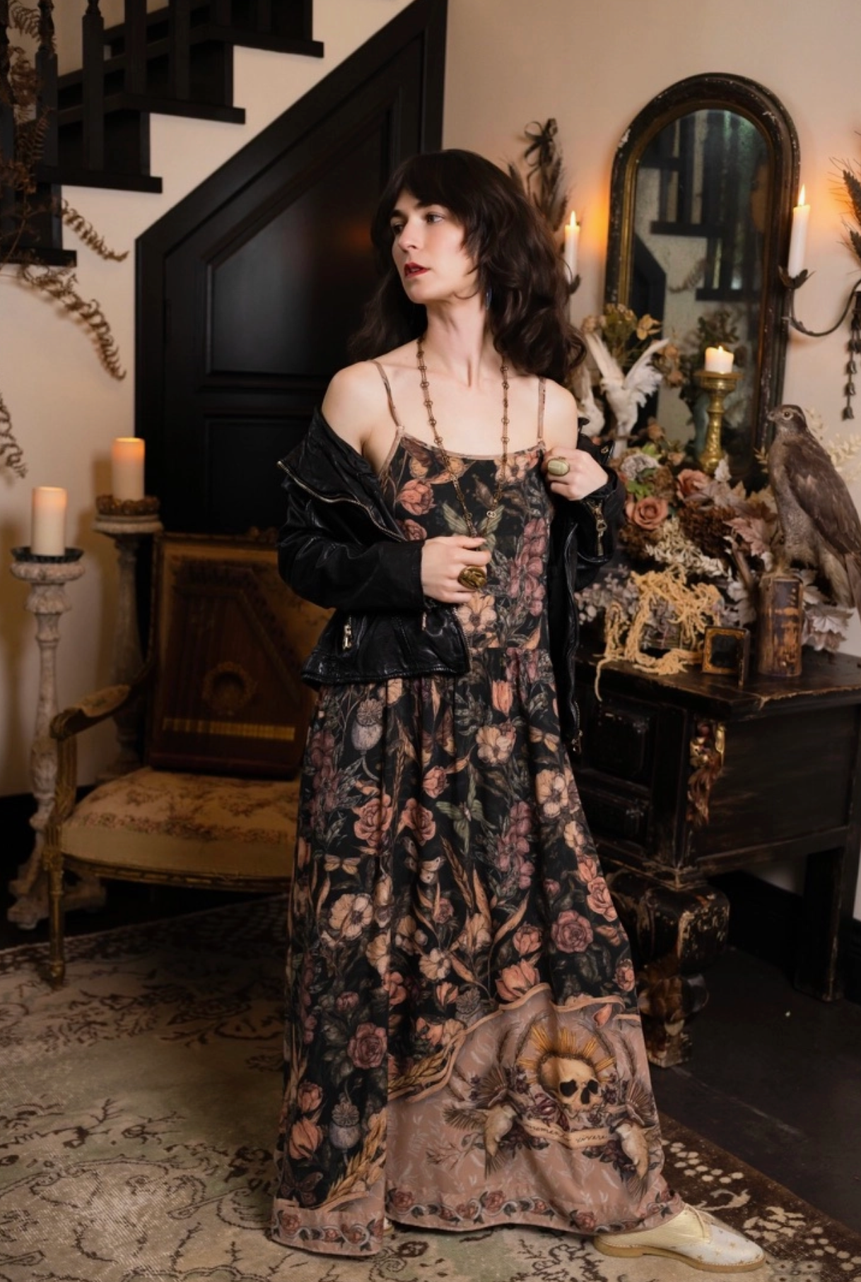Momento Bohéme Long Maxi Slip Dress w/ Starling & Skull
