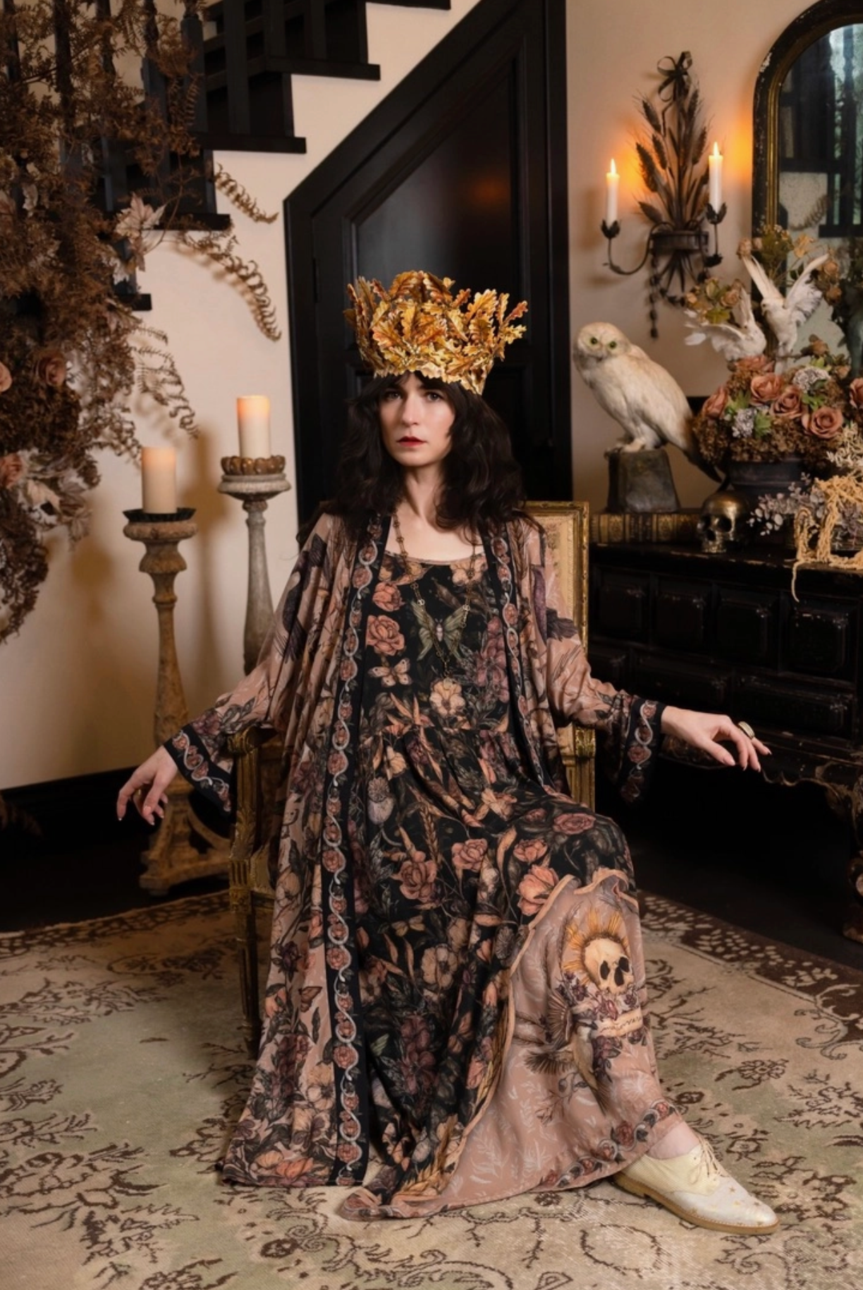 Momento Bohéme Long Maxi Slip Dress w/ Starling & Skull
