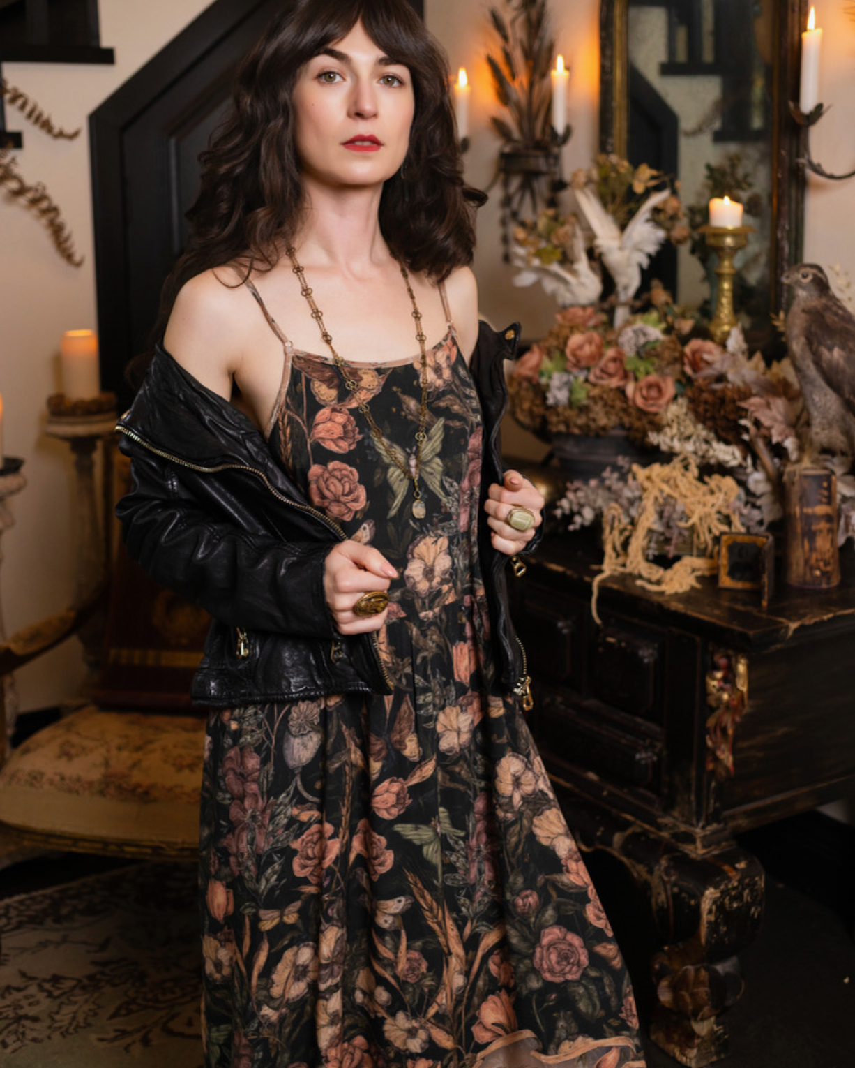 Momento Bohéme Long Maxi Slip Dress w/ Starling & Skull