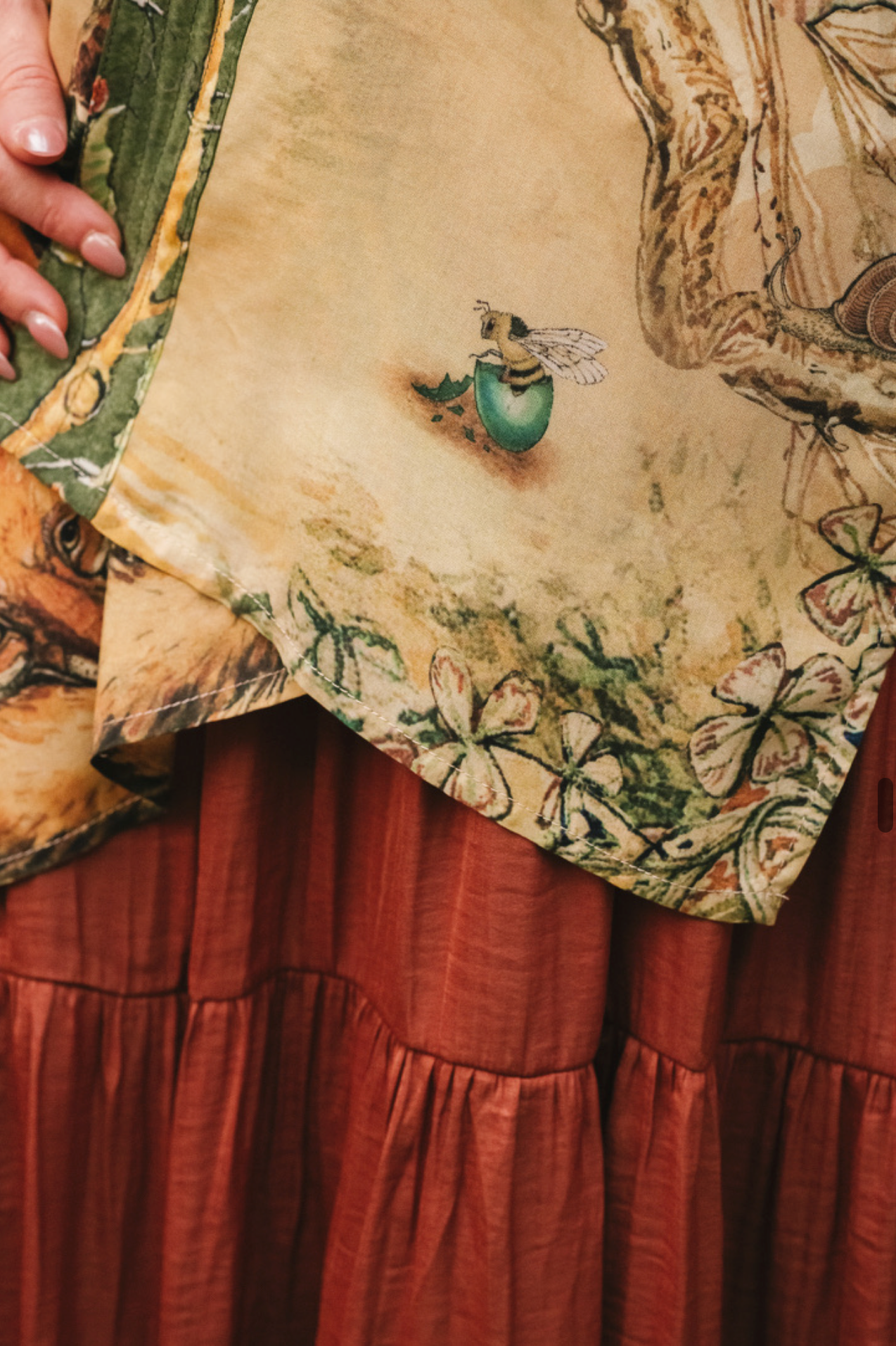 Woodland Wisdom Matinée Duster w/ Florals, Fox & Owl