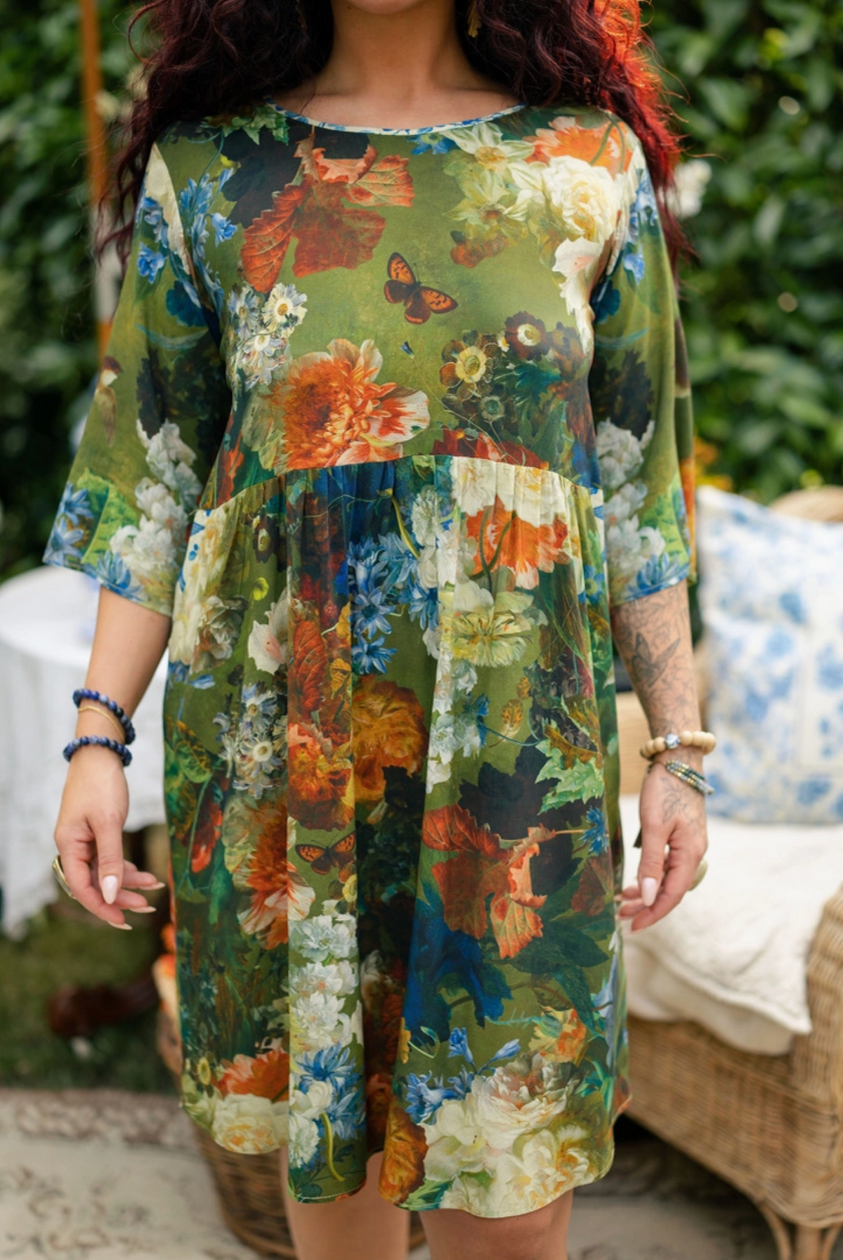 Flora Poetica Artist Dress Tunic w/ Pockets & Floral Print