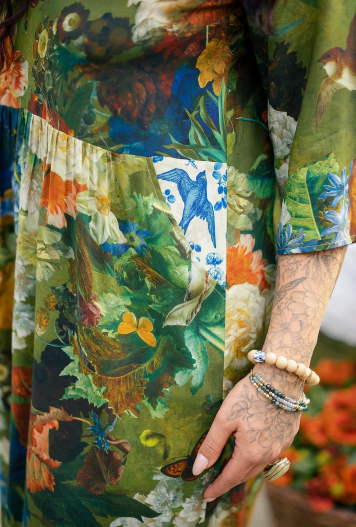 Flora Poetica Artist Dress Tunic w/ Pockets & Floral Print