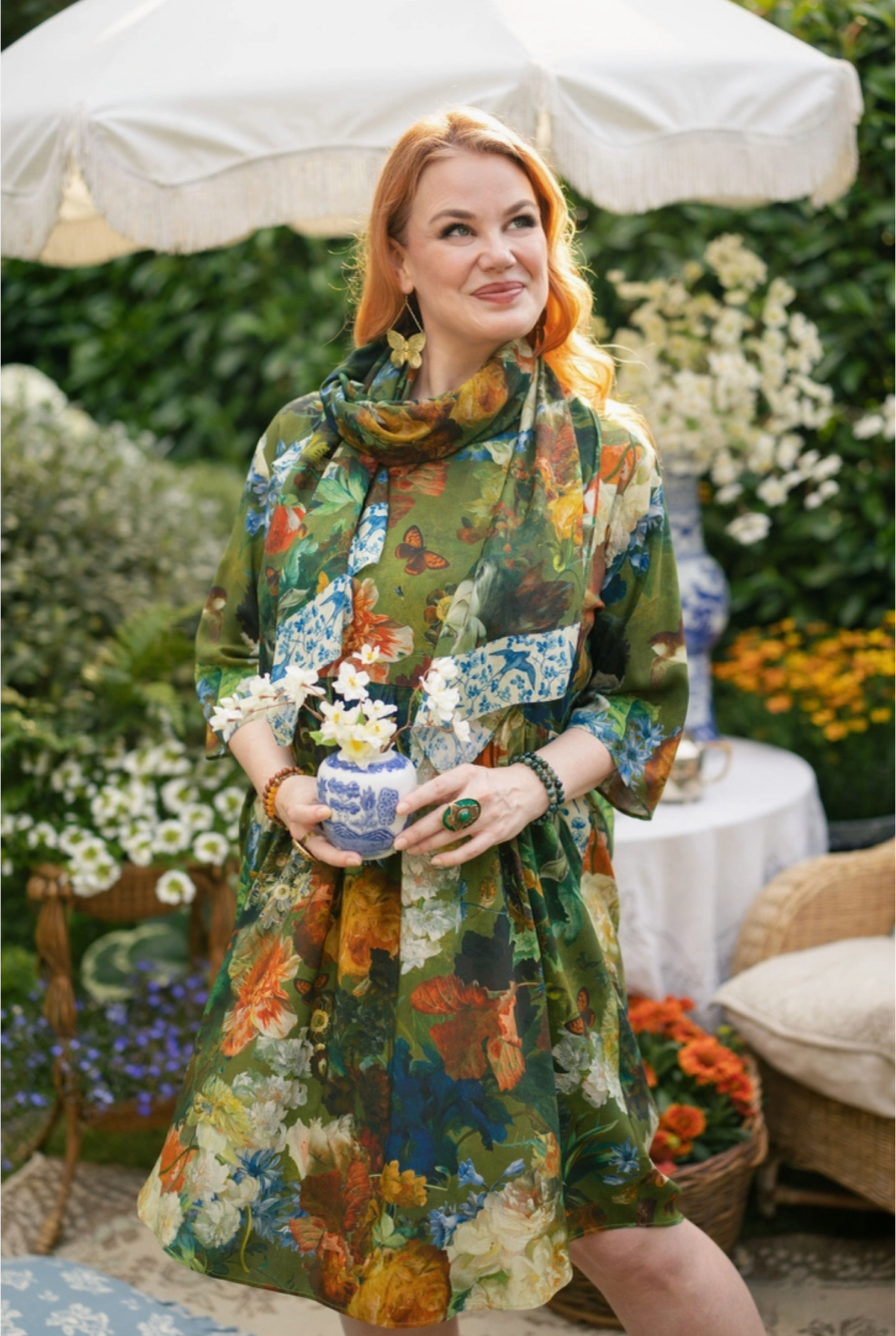Flora Poetica Artist Dress Tunic w/ Pockets & Floral Print