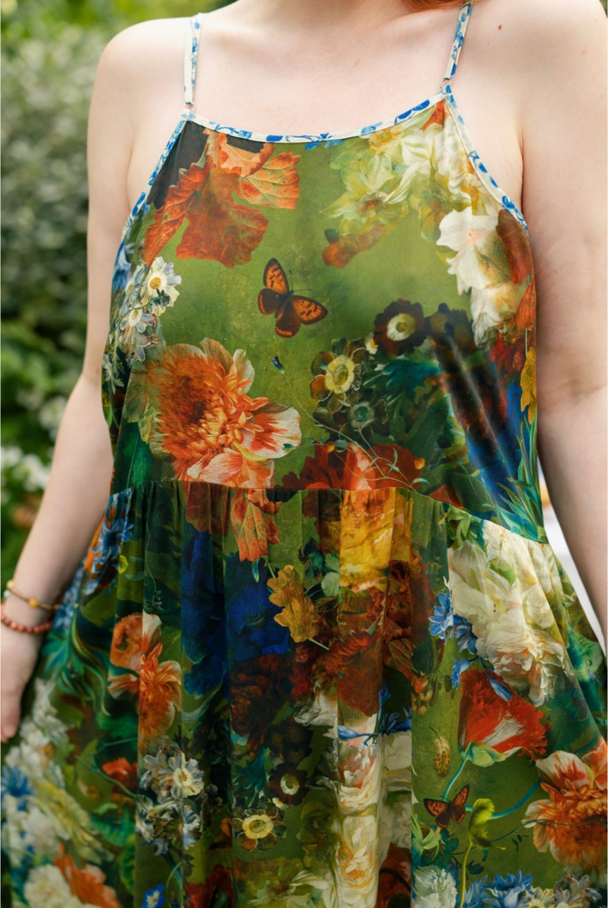 Flora Poetica Bohème Maxi Slip Dress with Florals & Birds
