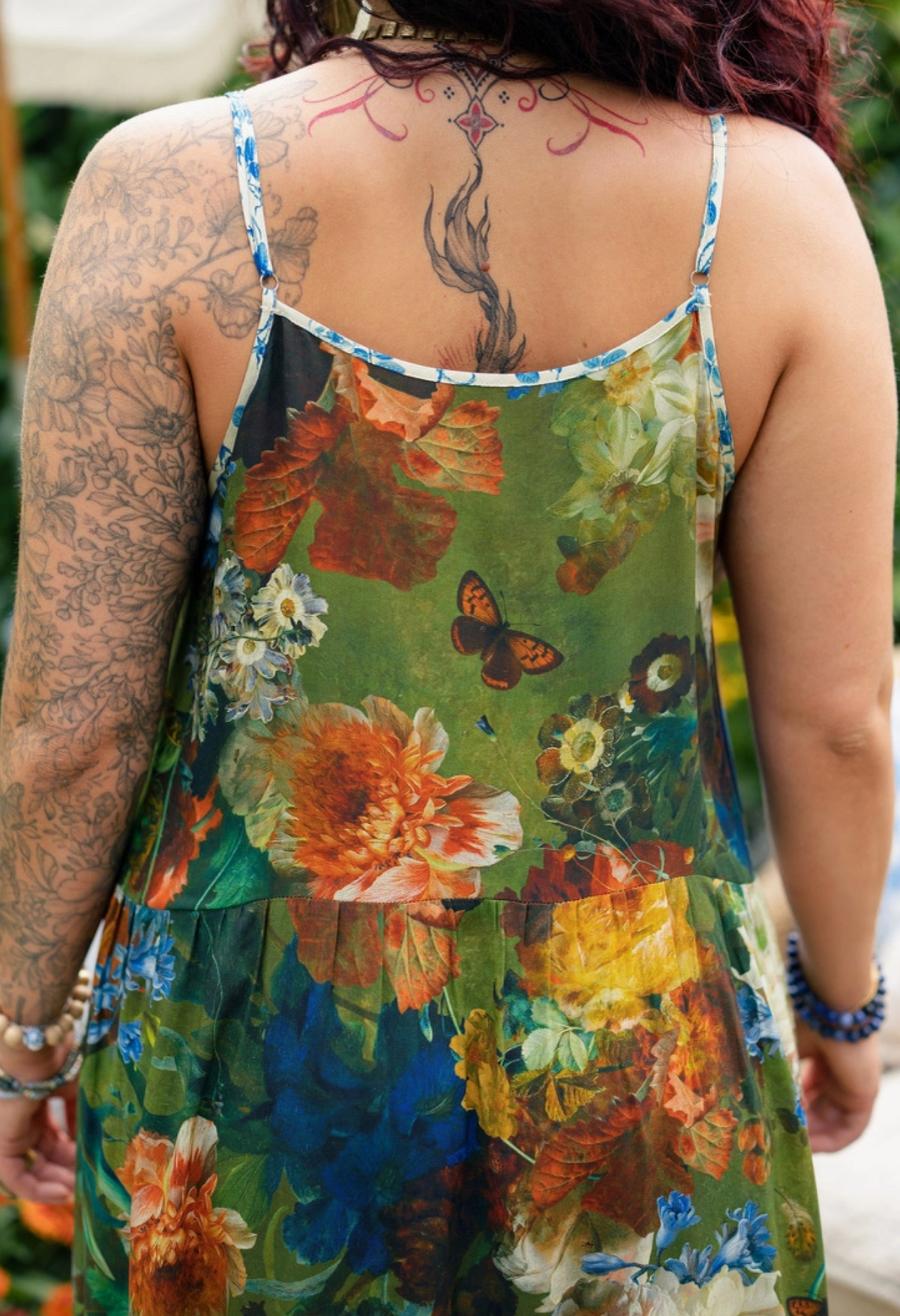 Flora Poetica Bohème Maxi Slip Dress with Florals & Birds