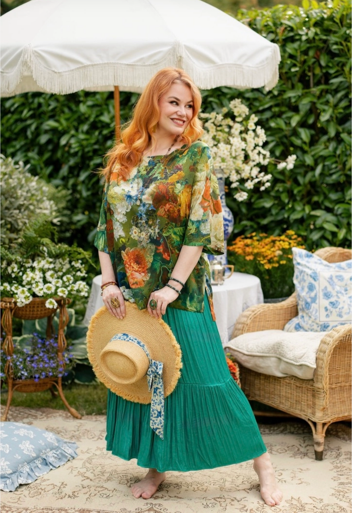 Flora Poetica Luxe Tee Tunic with Florals & Birds
