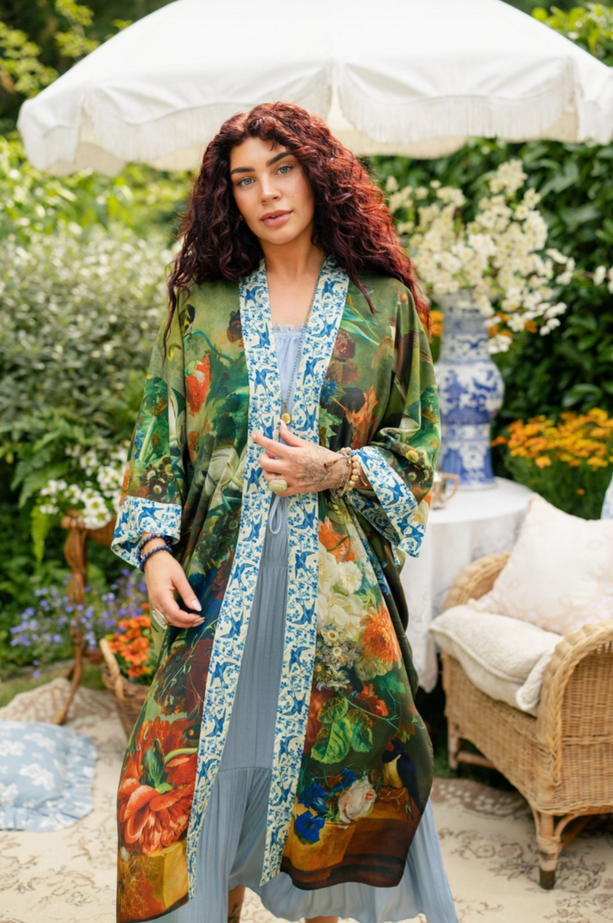 Flora Poetica opera duster styled with the removable belt tied | Bliss by Cori