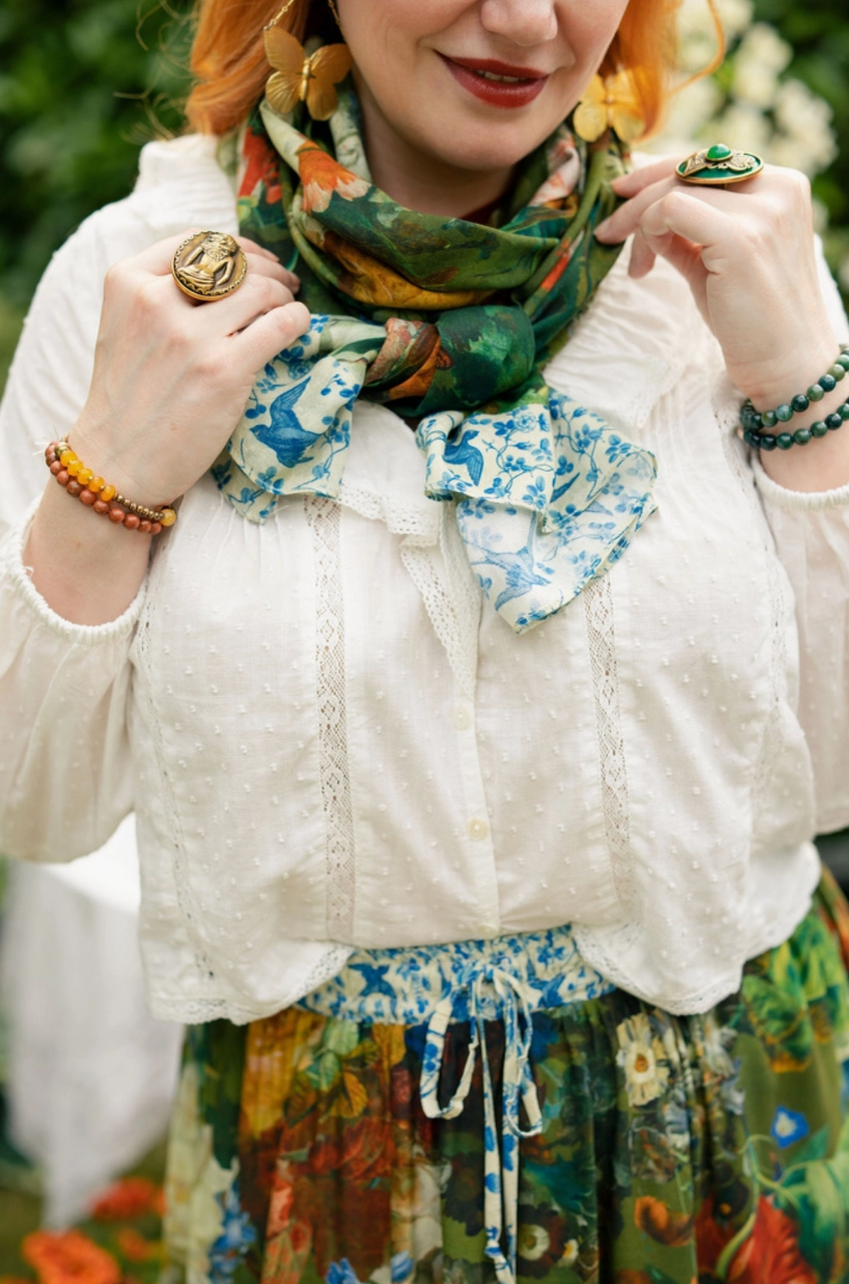 Flora Poetica Botanical Bird & Butterfly Scarf
