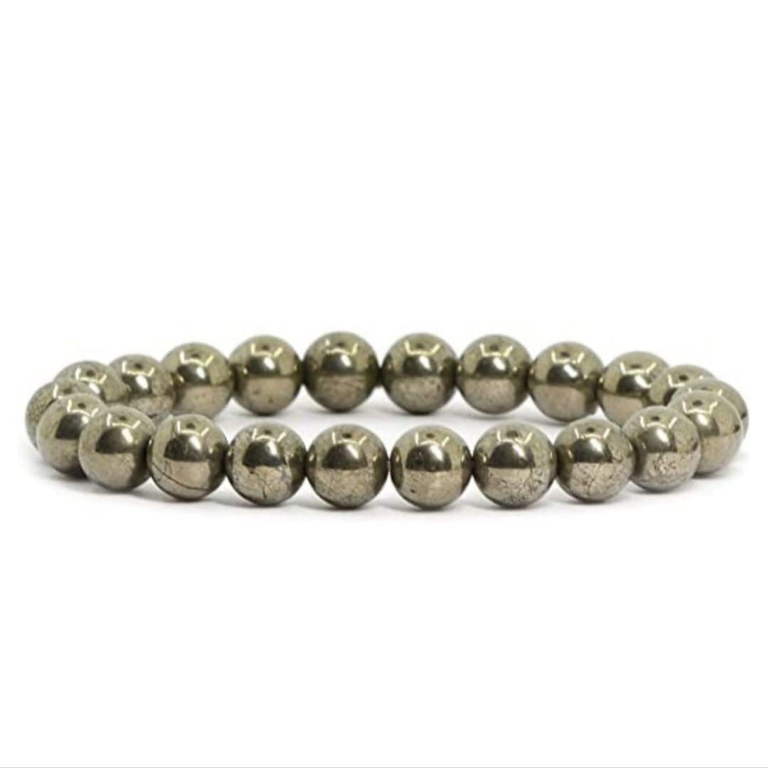 Pyrite Unisex Reiki Healing Beaded Gemstone Bracelet