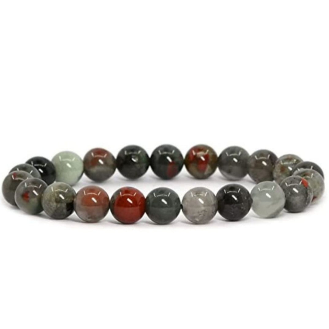 African Bloodstone Unisex Reiki Healing Beaded Gemstone Bracelet