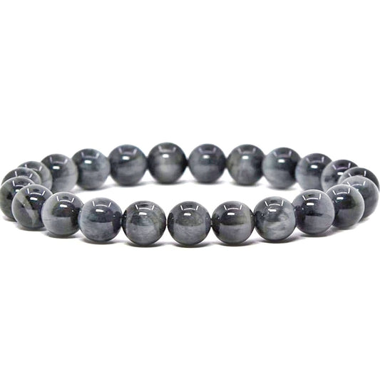 Gray Hawk Eye Unisex Reiki Healing Beaded Gemstone Bracelet