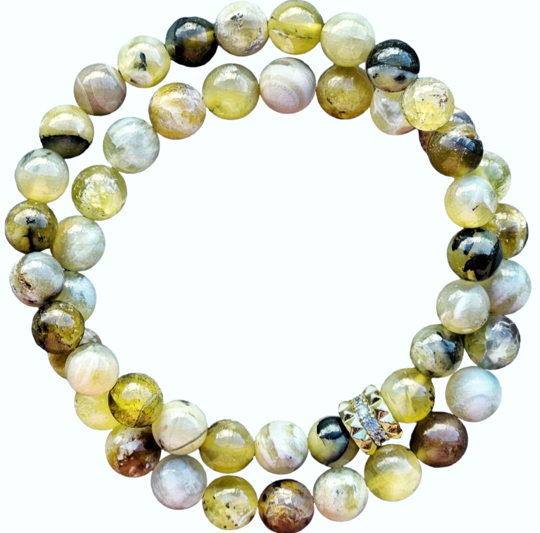 8mm Yellow Opal Beaded Gemstone Bracelet